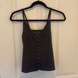 Super soft dark grey tank with buttons American Eagle